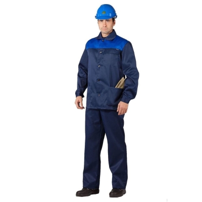 Костюм "Дамаск-2" летняя куртка,брюки тёмно--синий с васильковым, размер 104-108 рост 182-188