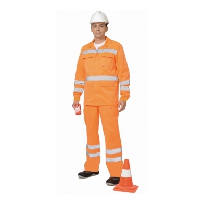 Костюм Магистраль-Специалист куртка длинная, полукомбинизон оранжевый с СОП