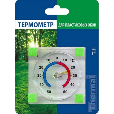 Термометр для пластиковых окон на липучке в блистере (ТС-21)