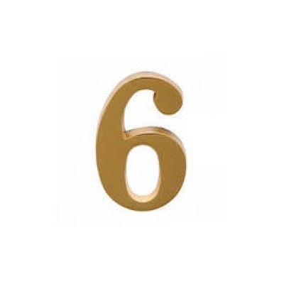 Цифра дверн.  "6" (золото) клеевая основа