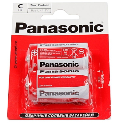 Батарейка солевая PANASONIC R20 (D) Zinc Carbon 1.5В бл/2