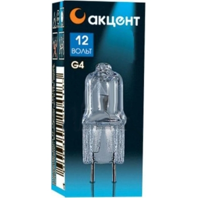 Лампа галогеновая Акцент JC 12В  35W G4 капсульная прозрачная