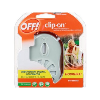 Прибор Репеллентный ОФФ Clip-On с фен-системой + сменный катридж