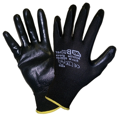 Перчатки нейлоновые с нитриловым покрытием (черные)