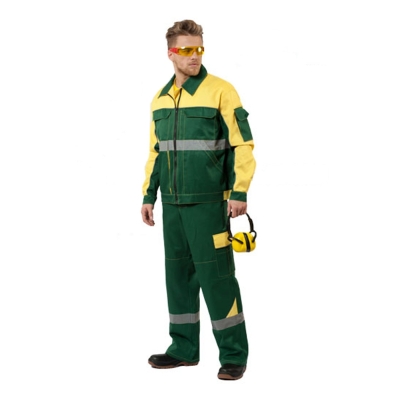 Костюм рабочий летний короткая куртка, брюки жёлто-зелёный 112-116/182-188