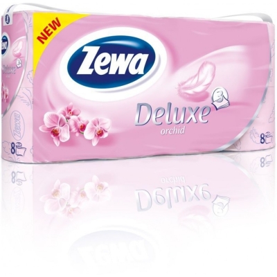 Бумага туалетная ЗЕВА Делюкс 3-х слойная розовая с ароматом орхидеи 8шт
