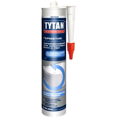 Герметик для акриловых ванн и пвх TYTAN Professional силиконовый, белый 310мл