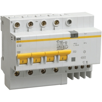 Выключатель автоматический дифференциального тока 4п 6.5модуля C 32A 30mA тип AC 4.5kA АД-14 ИЭК