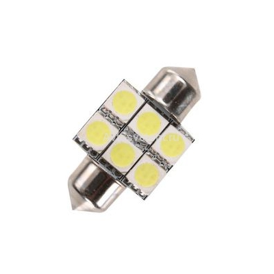 Светодиод T11x36-S8.5 (6SMD,size 5050) C5W 12V  white (теп белый) ( блиcтер: 2 шт.) TM NORD YADA