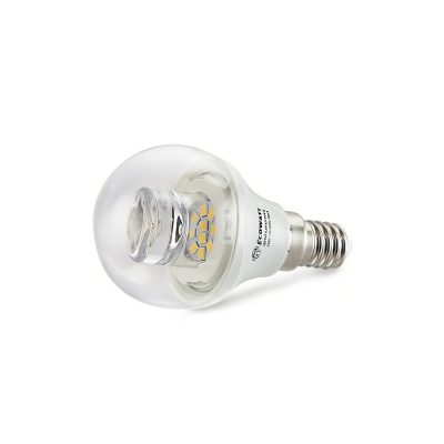 Лампа светодиод.ECOWATT P45 4.2(40)W 2700K E14 CL 300° (миньон) тепл.бел.свет шарик прозр.
