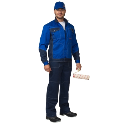 Костюм мужской куртка, полукомбинезон синий с васильковым(размер 96-100 рост 182-188) 