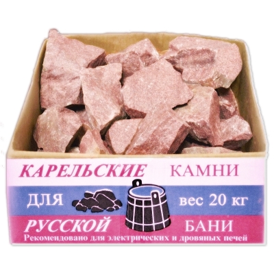Камни для саун  Сердце Карелии  малиновый кварцит (обвалованный)  20 кг