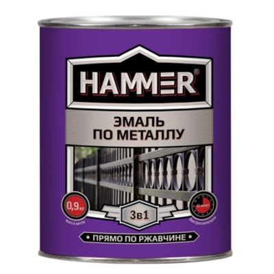 Эмаль по металлу HAMMER белая 0,9кг