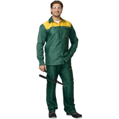 Костюм Стандарт, р.96-100/170-176 куртка, брюки зеленый с желтым