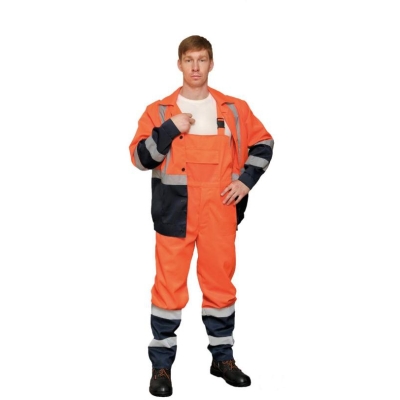 Костюм Дорожник (куртка и полукомбинезон) оранжевый размер 48-50, рост 182-188
