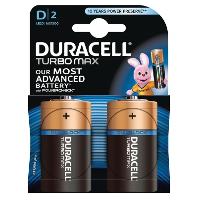 Элемент питания LR20-2BL TURBO (блист.2шт) Duracell Б0018575