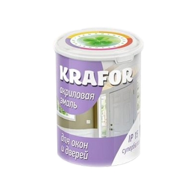 Эмаль акриловая для окон и дверей Krafor супербелая (1 кг)