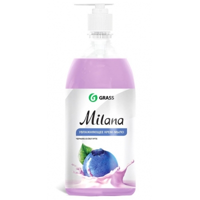 Крем-мыло жидкое MILANA (черника в йогурте)  1 л с дозатором GRASS