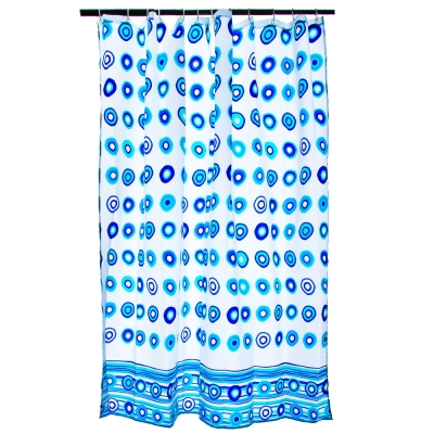 Шторка для ванной, ткань полиэстер с утяжелит, 180x180см, Голубая галька, Дизайн GC 461-434