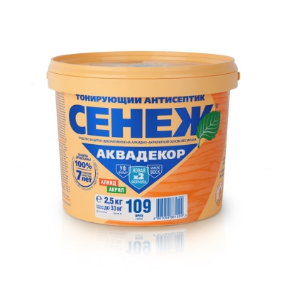 Антисептик Сенеж Аквадекор Х2 109 орех (2.5 кг)