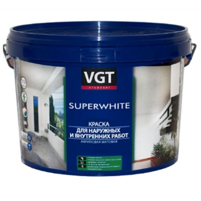 Краска интерьерная для нар./внутр. работ VGT ВД-АК-1180 супербелая (15 кг)