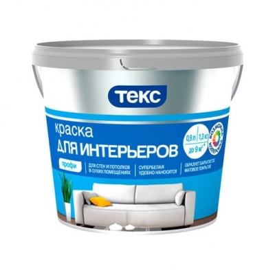 Краска интерьерная ТЕКС Профи супербелая 0.9 л/1.3 кг
