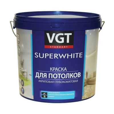 Краска акриловая для потолка VGT ВД-АК-2180 супербелая (3 кг)