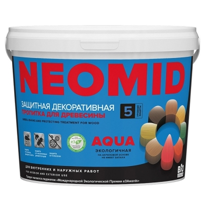 Защитная декоративная пропитка для древесины Neomid BioColor Aqua бесцветный