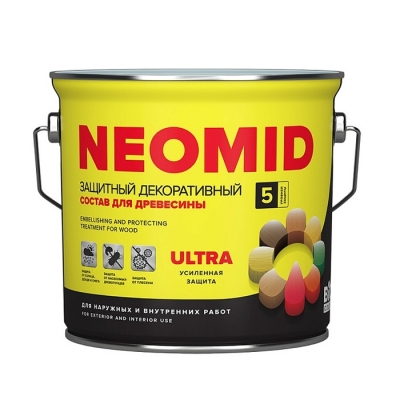 Защитный декоративный состав для древесины Neomid BioColor Ultra орегон (2.7 л)