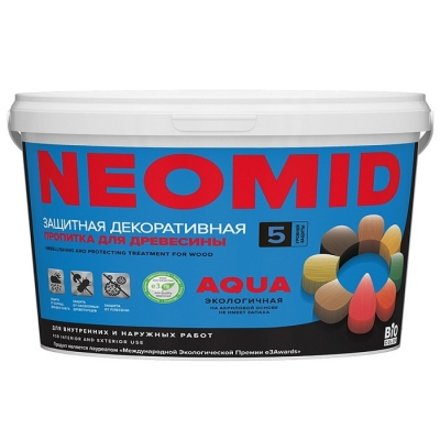 Защитная декоративная пропитка для древесины Neomid BioColor Aqua еловый лес (9 л)