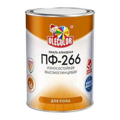 Эмаль для пола Olecolor ПФ-266 желто-коричневая (0.9 кг)