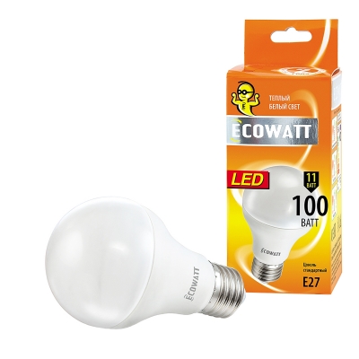 Лампа светодиодная LED A60 11 Вт E27 груша 2700 K теплый белый свет ECOWATT