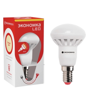 Лампа светодиодная LED R50 6 Вт E14 рефлектор 3000 K теплый свет ЭКОНОМКА