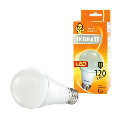 Лампа светодиодная LED A60 13 Вт E27 груша 2700 K теплый белый свет ECOWATT