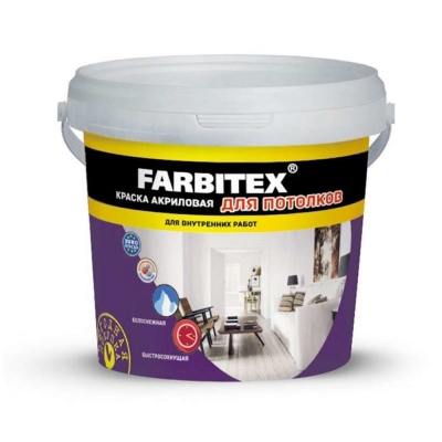 Краска акриловая для потолка Farben Farbitex белая (6 кг)