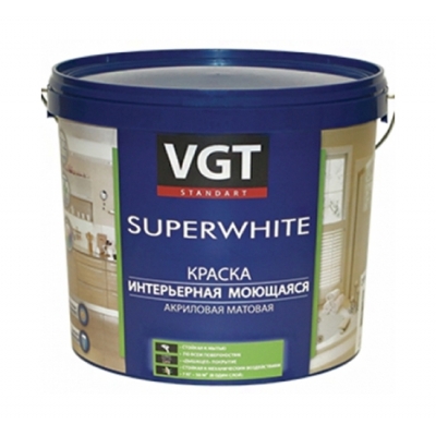 Краска моющаяся интерьерная VGT ВД-АК-2180 супербелая (7 кг)