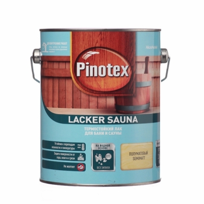 Лак для бань и саун термостойкий Pinotex Lacker Sauna 20 (2.7 л)