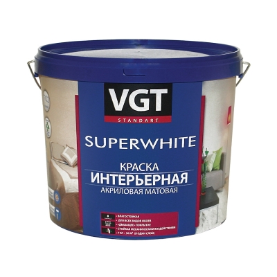 Краска влагостойкая интерьерная VGT ВД-АК-2180 белая (7 кг)