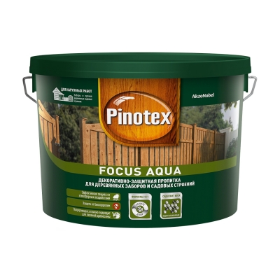 Пропитка для древесины декоративно-защитная Pinotex Focus Aqua орех (9 л)
