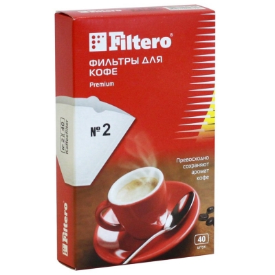 Фильтры для кофеварок Filtero №2 белые (упак. 40шт)