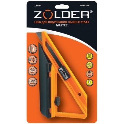 Нож для подрезания обоев в углах 18 мм с сегментным лезвием и автоблокировкой Master ZOLDER