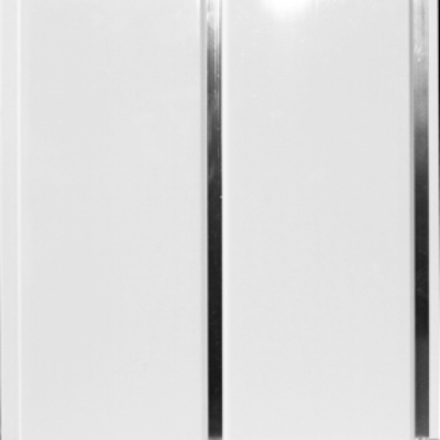 Панель ПВХ 240х3000 мм Софитто белая 2 полосы серебро вогнутая