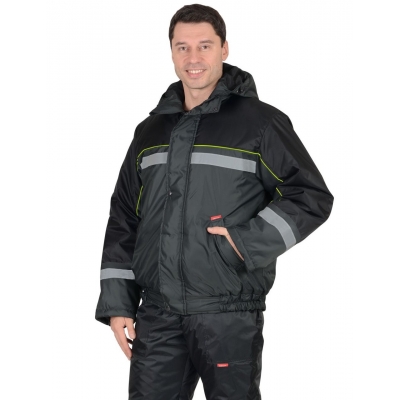 Куртка утепленная Гастарбайтер-3 т.-серая с черным с СОП, размер 52-54 рост 182-188