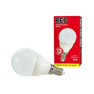 Лампа светодиодная P45 5.5 Вт шар 3000 K теплый белый свет RED