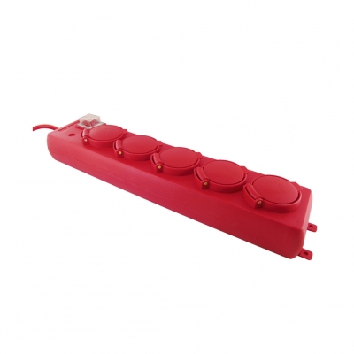 Удлинитель силовой TDM Еlectric Уз16-05В красный (5х5 м, ПВС 3х1, с крышкой, с/з, выключатель)