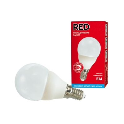 Лампа светодиодная P45 7 Вт шар 4000 K холодный белый свет RED