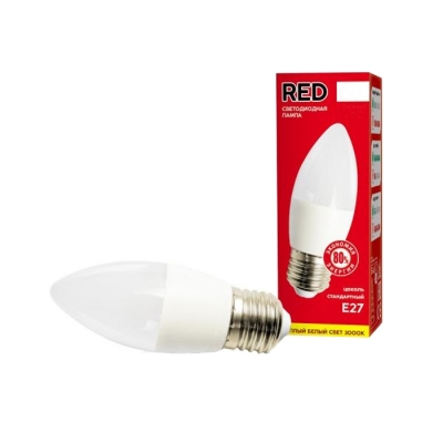 Лампа светодиодная LED B35 7 Вт E27 свеча 3000 K теплый белый свет RED