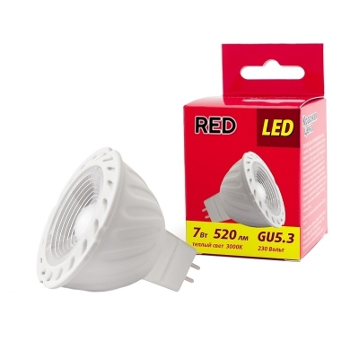 Лампа светодиодная LED JCDR 7 Вт 3000 K теплый белый свет RED