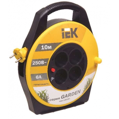 Удлинитель на катушке IEK Garden УК10 (4х10 м, ПВС 2х0.75, с термозащитой)