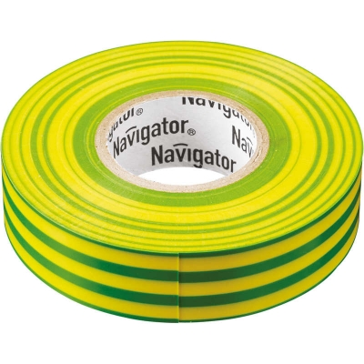 Изолента ПВХ Navigator желто-зеленая, 15 мм (20 м)